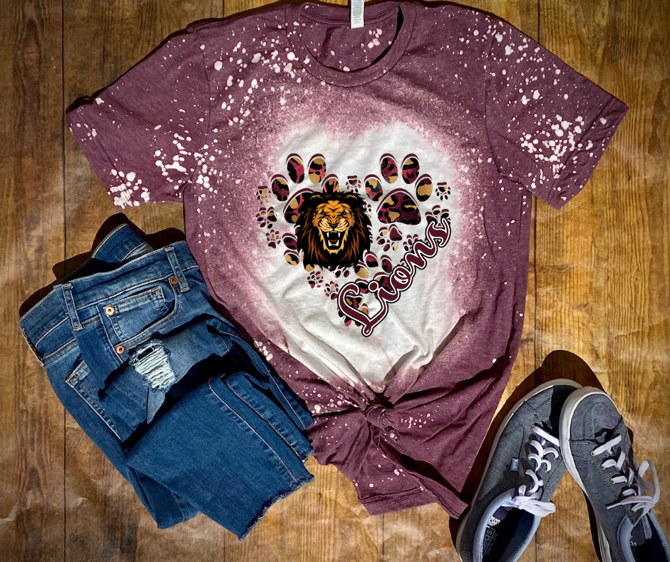 Maroon &White Lions Heart T-Shirt