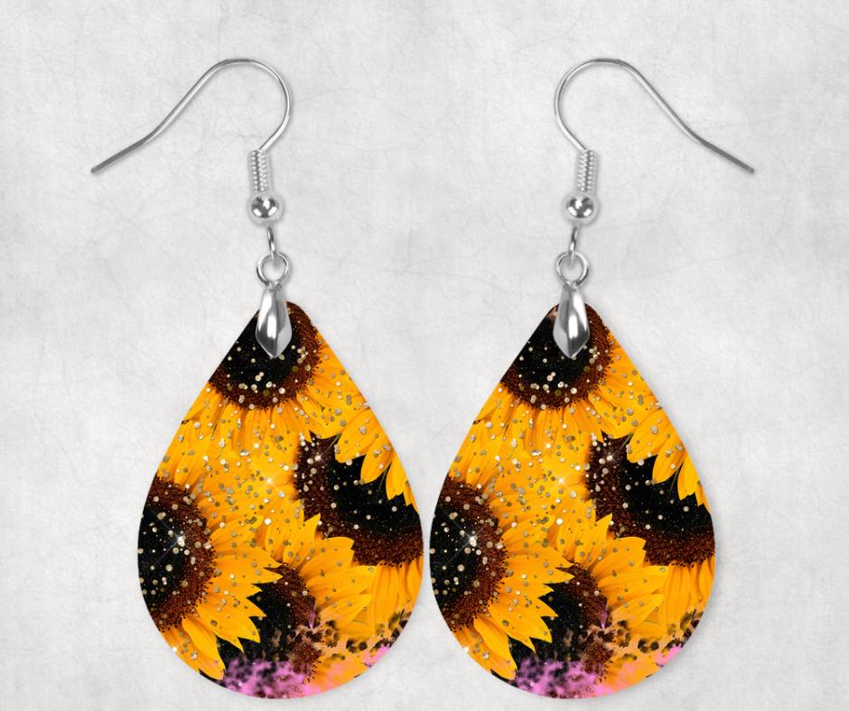 Glitter Sunflower Earrings
