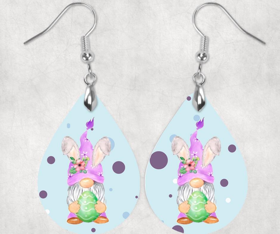 Blue Easter Gnome Earrings