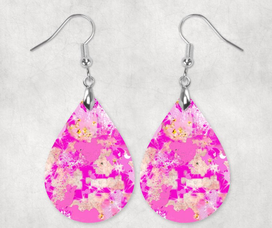 Pink Watercolor Earrings