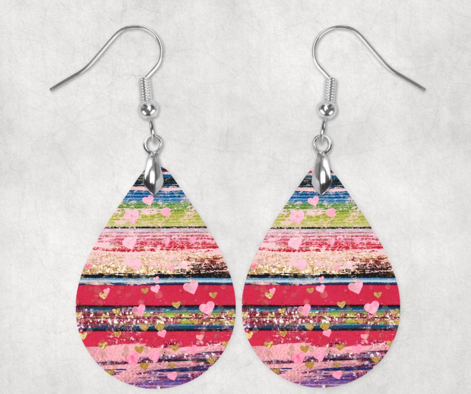 Pink Heart Retro Earrings