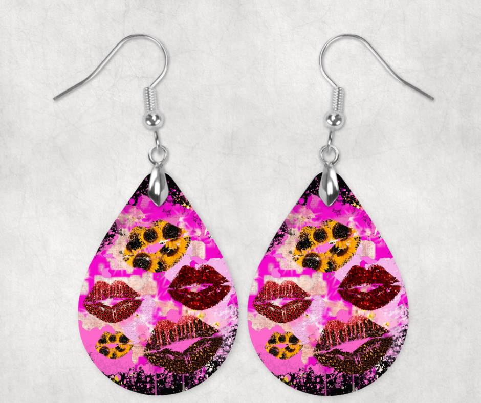 Pink Lip Earrings