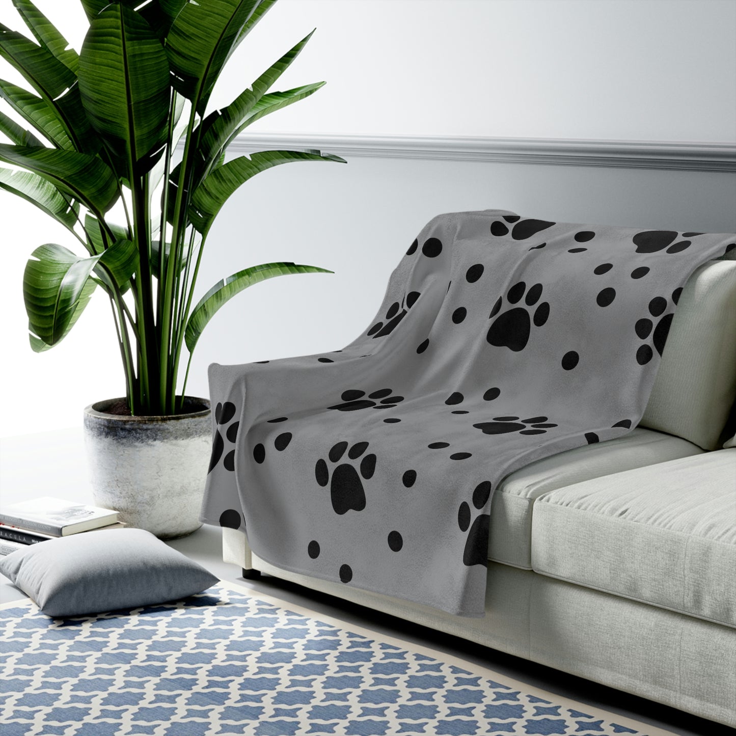 Paw Print Plush Blanket