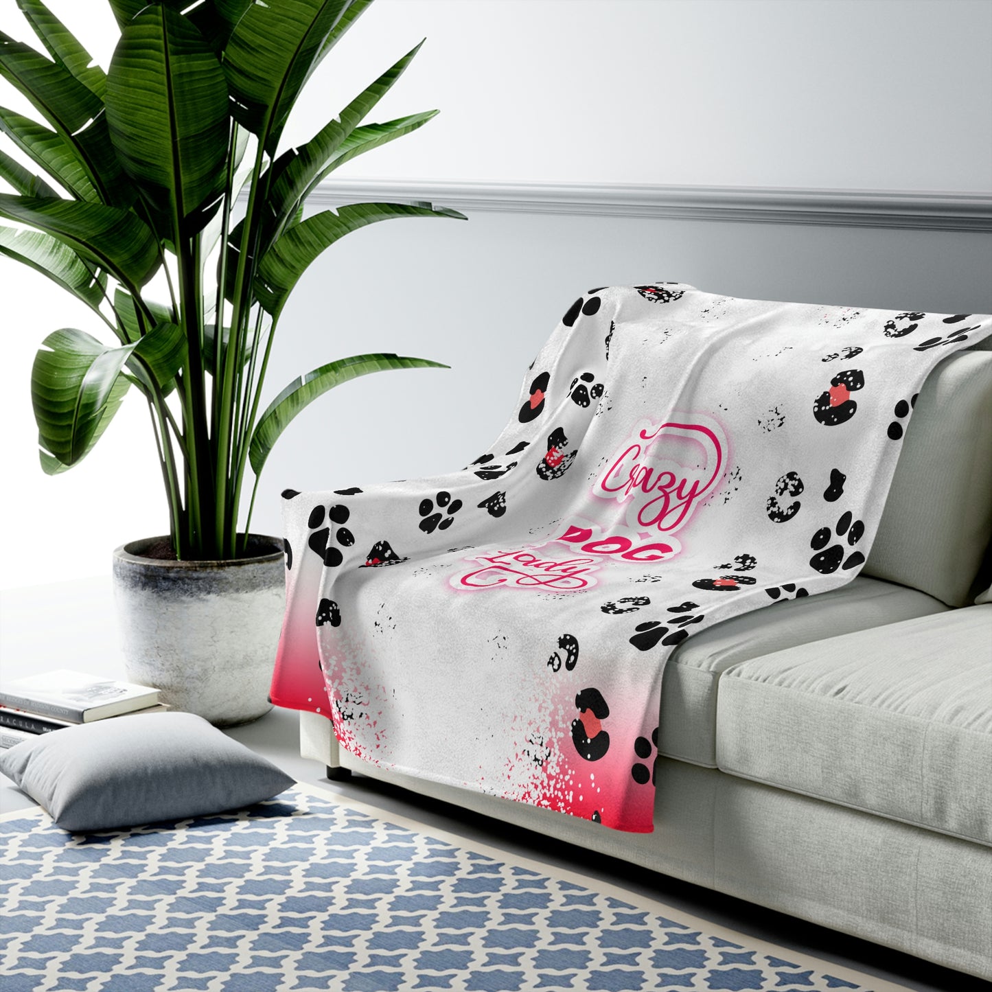 Crazy dog lady Plush Blanket