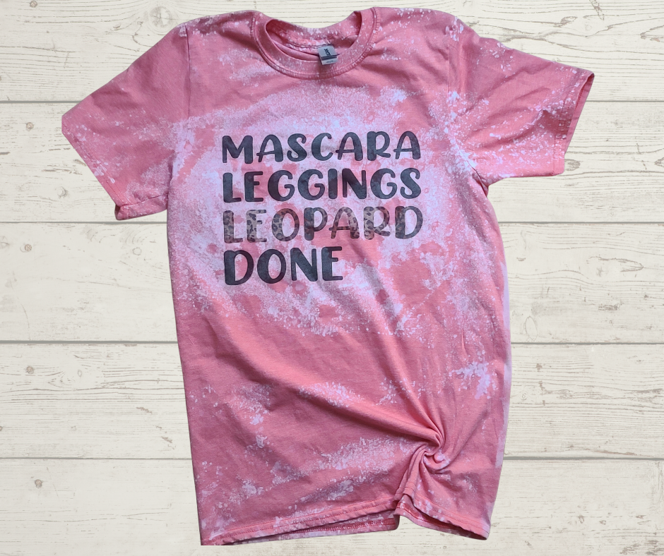 Mascara, Leggings, Leopard, Done Bleached T-shirt