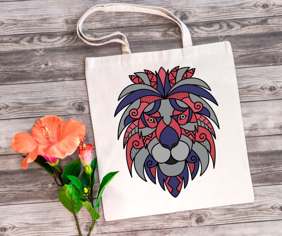 Mosaic Lion Tote Bag