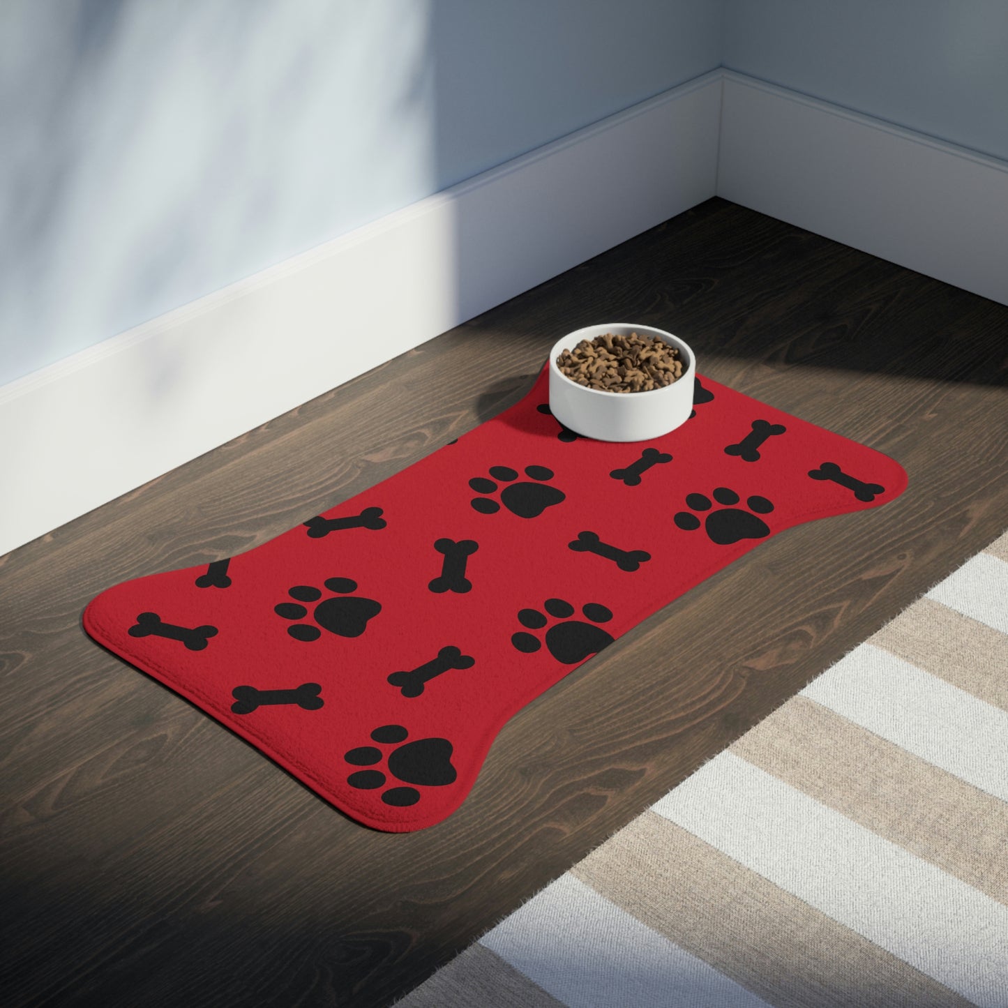 Red Paw Print Feeding Mats