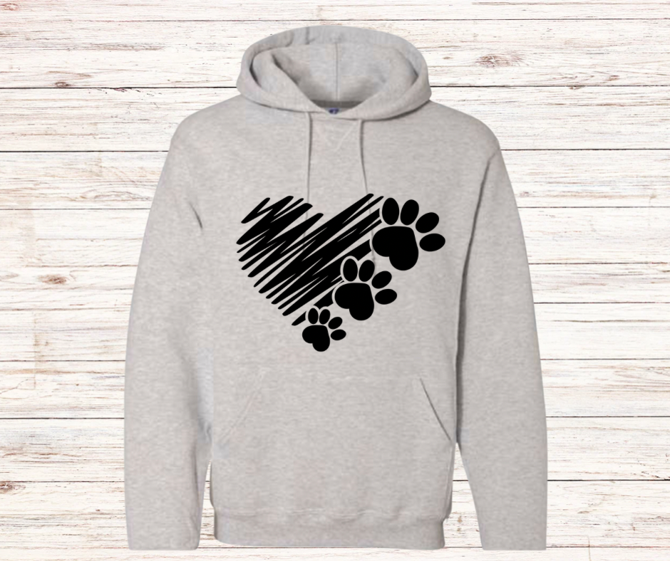 Heart with paw prints Hoodie