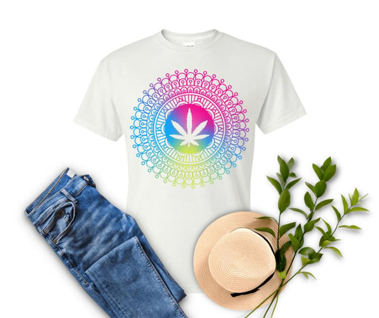 Rainbow Cannabis Mandala T-Shirt