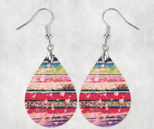Pink Heart Retro Earrings
