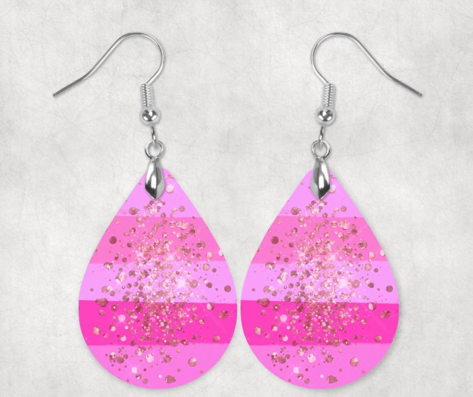 Pink With Gold Sparkle Earrings
