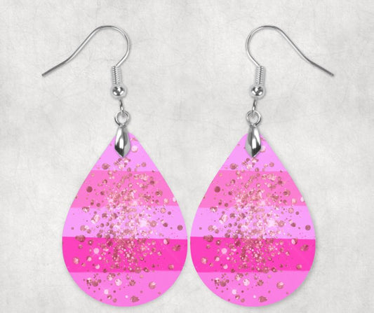 Pink With Gold Sparkle Earrings