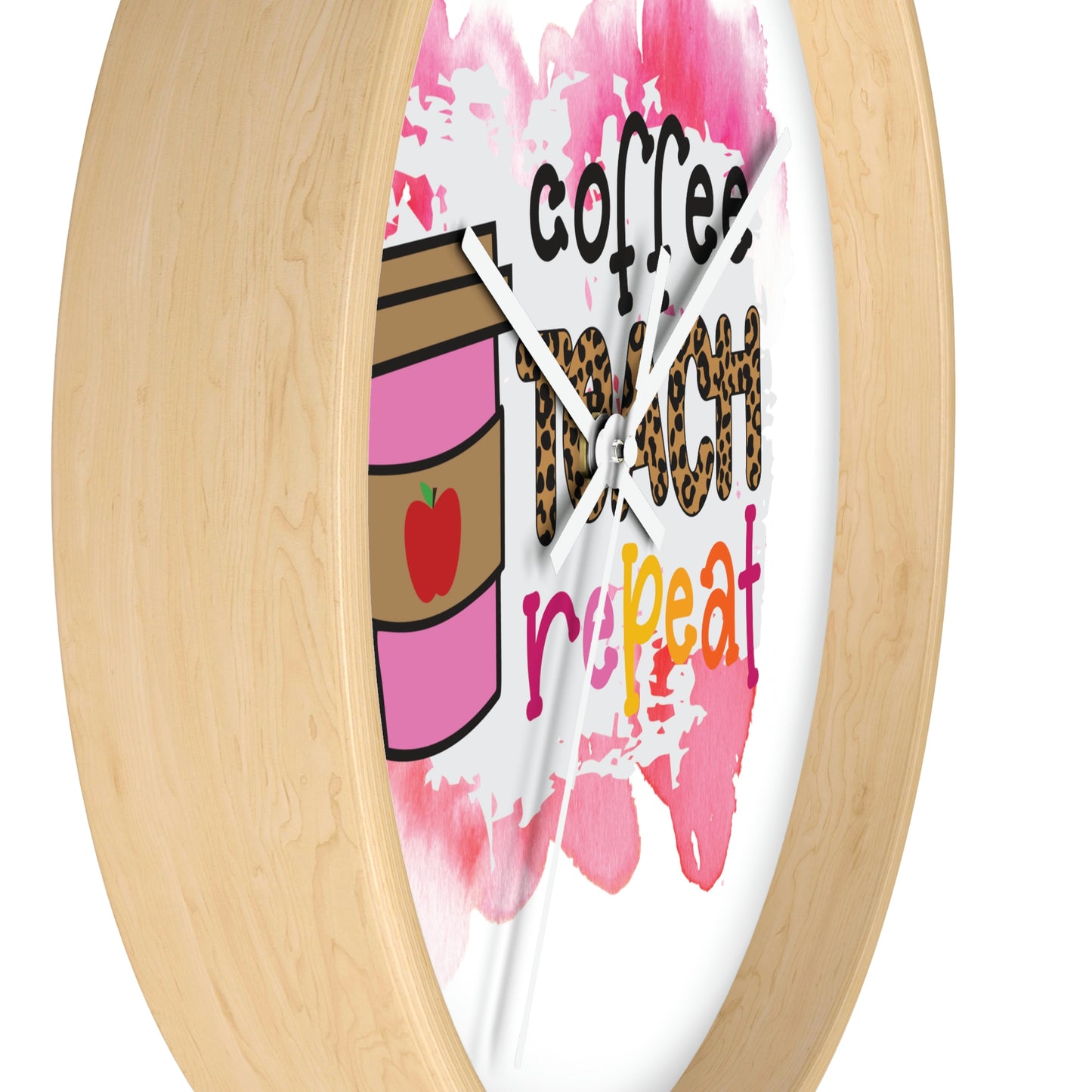 Coffee Teach Repeat Wall clock