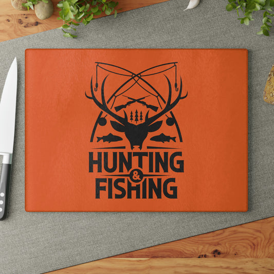 Hunting & Fishing Badge Glass Cutting Board