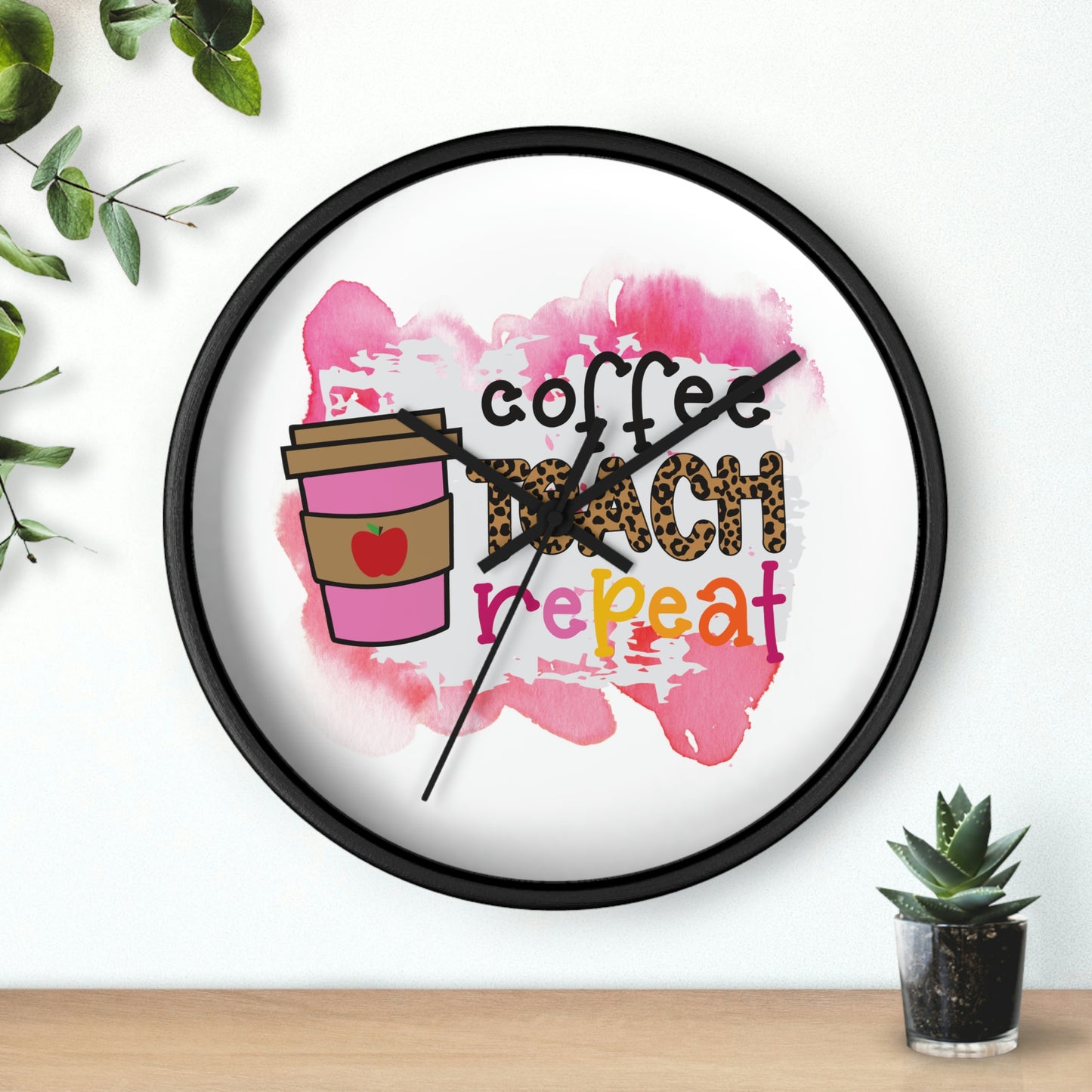 Coffee Teach Repeat Wall clock