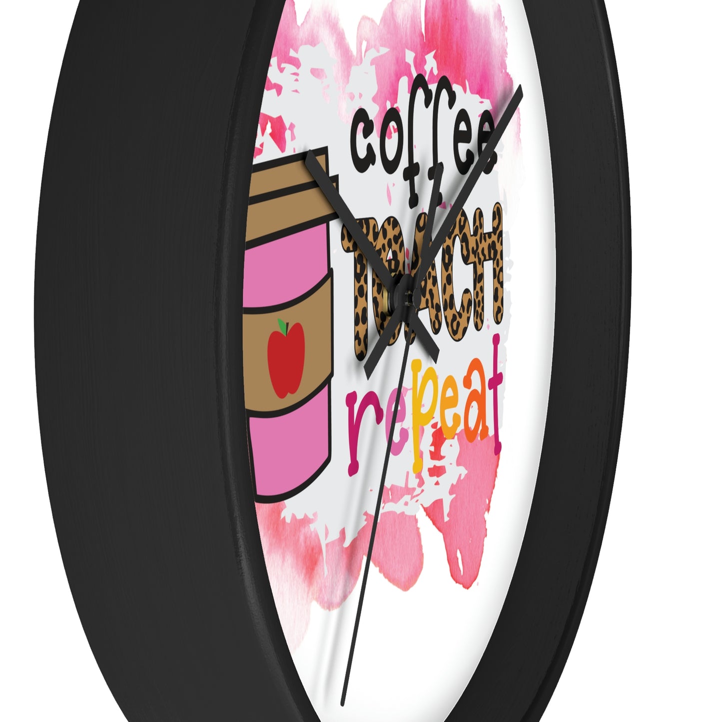 Coffee Teach Repeat Wall clock