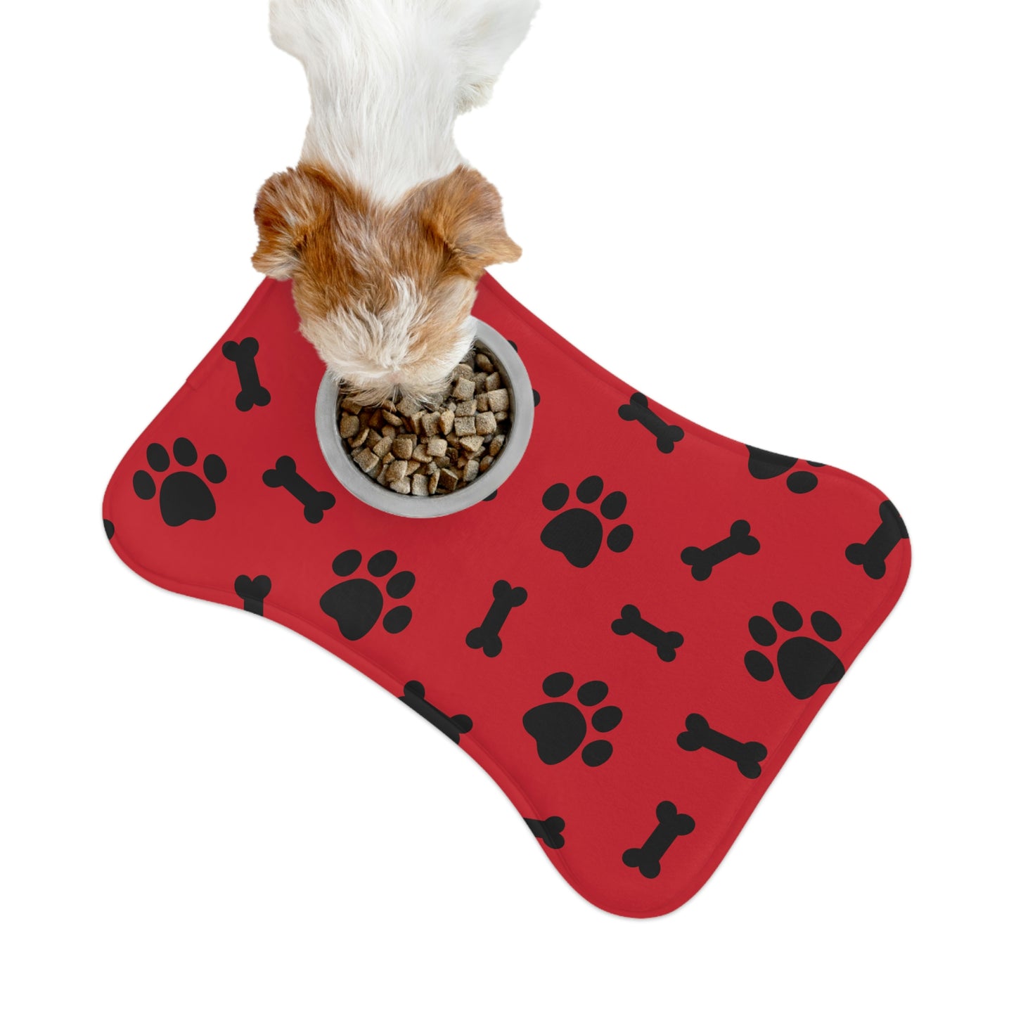 Red Paw Print Feeding Mats