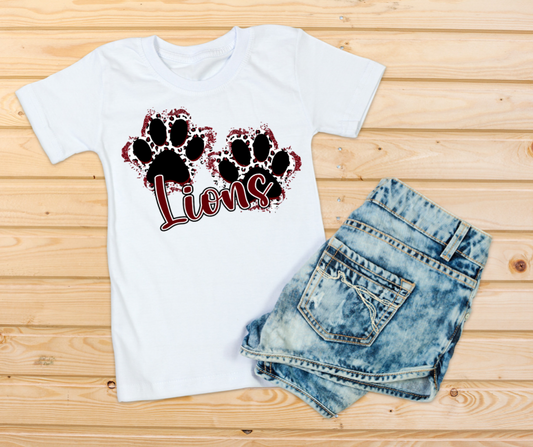 Maroon Lions Paw Print T-Shirt