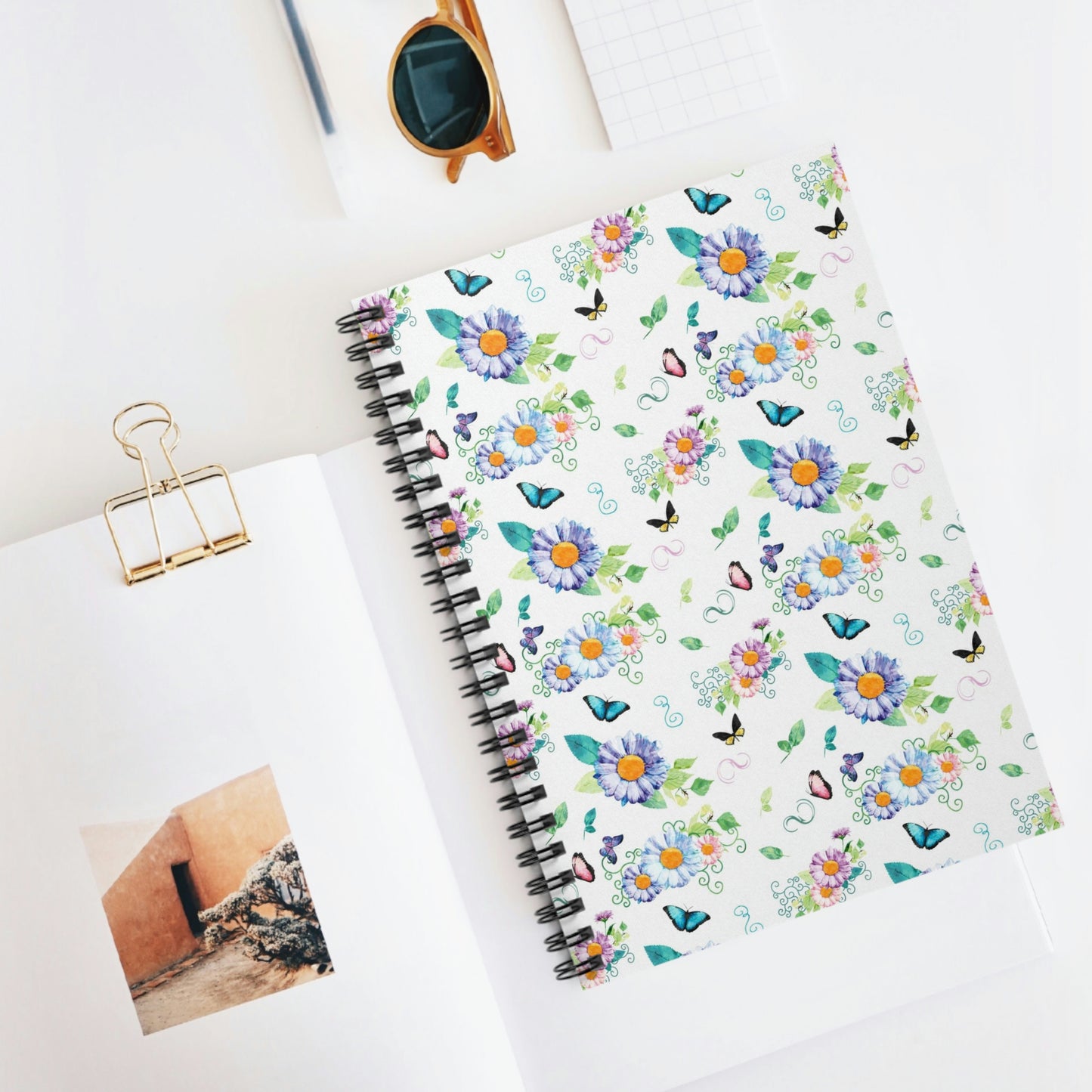 Butterfly and Flower Spiral Notebook