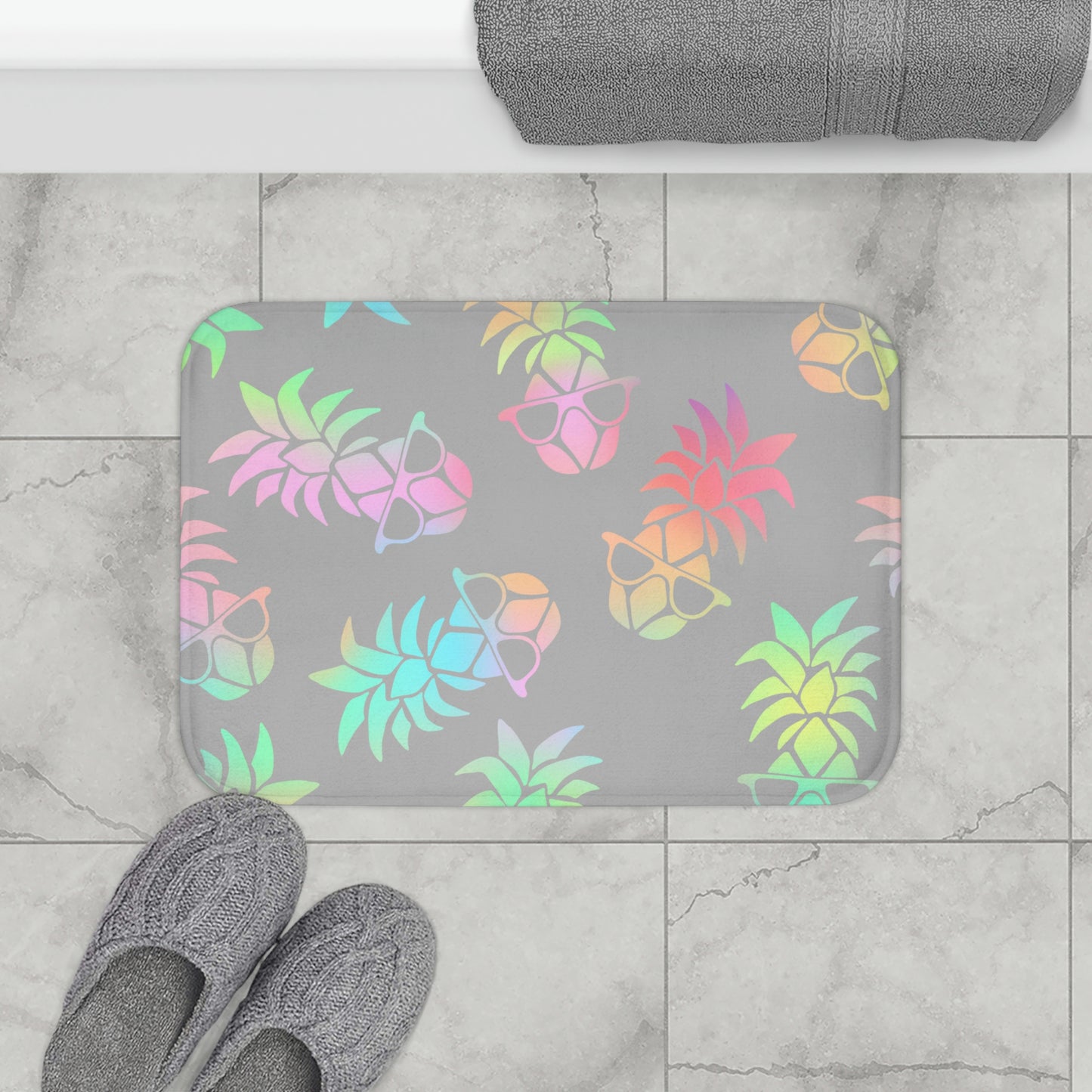 Rainbow Pineapple Bath Mat