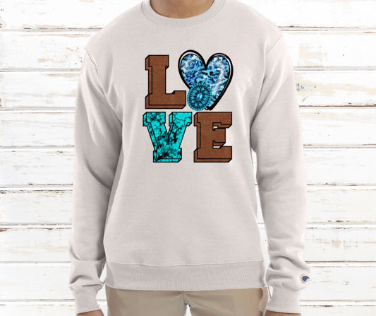 Turquoise Love Crewneck