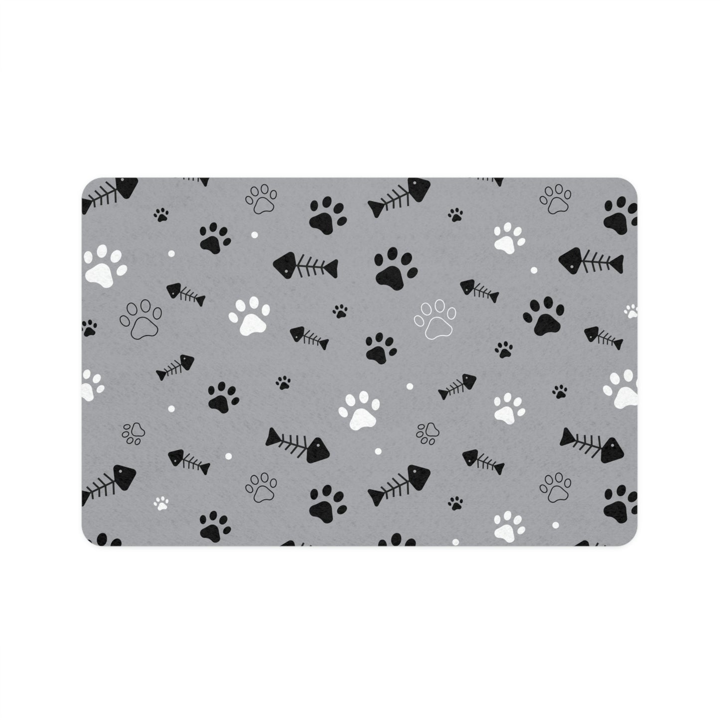 Paw & Fish Bone Pet Food Mat (12x18)