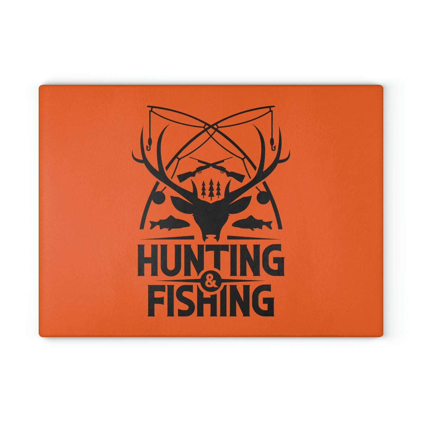 Hunting & Fishing Badge Glass Cutting Board