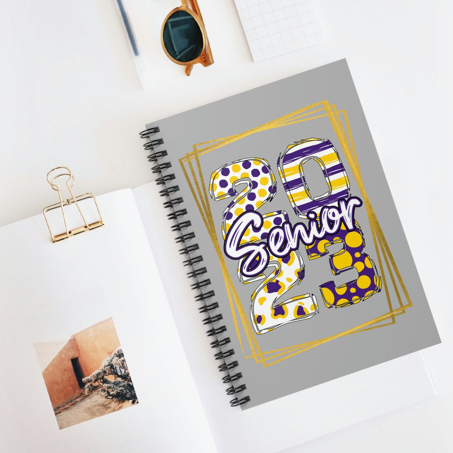 Purple & Gold Senior 2023 Spiral Notebook - Ruled Line