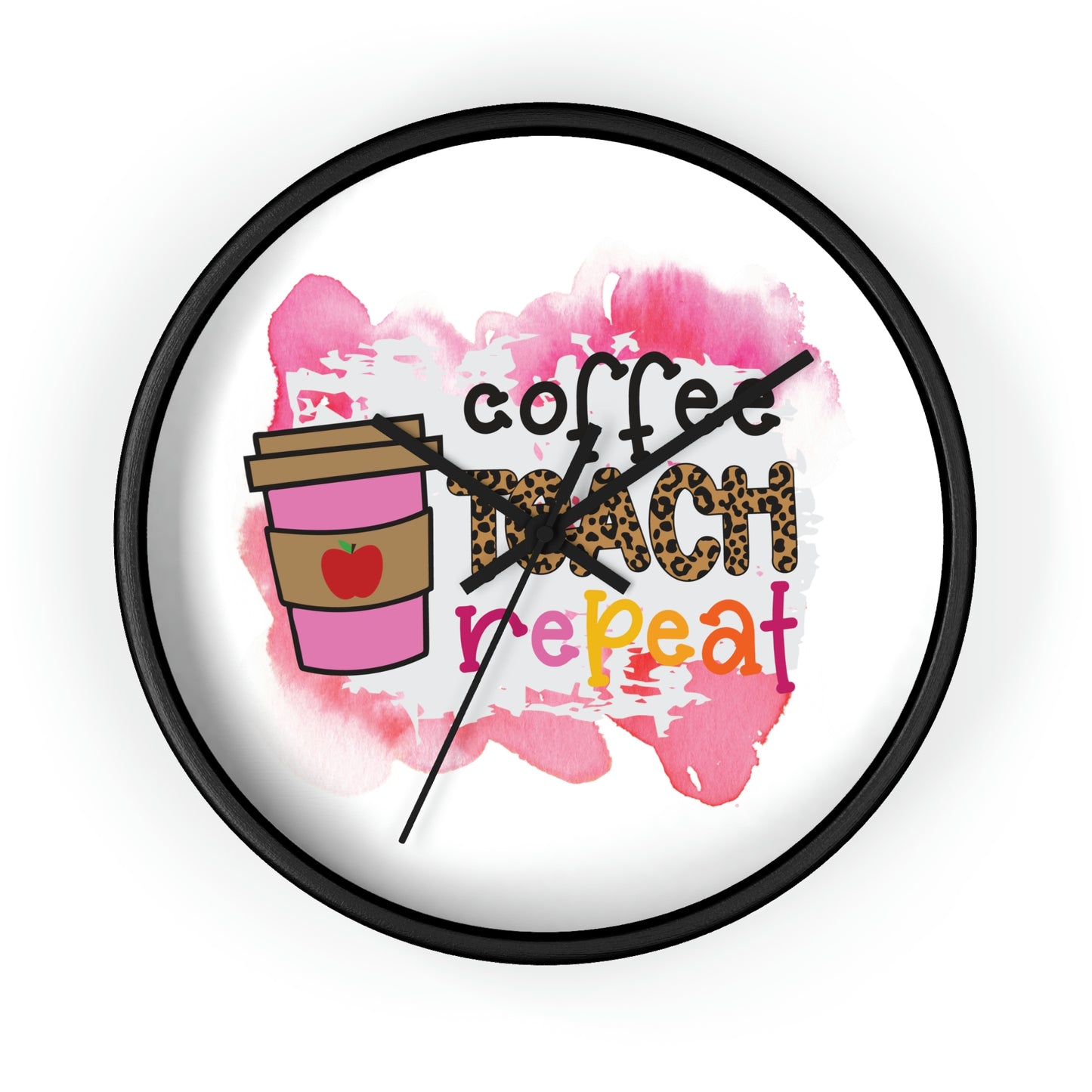 Coffee Teach Repeat Wall clock