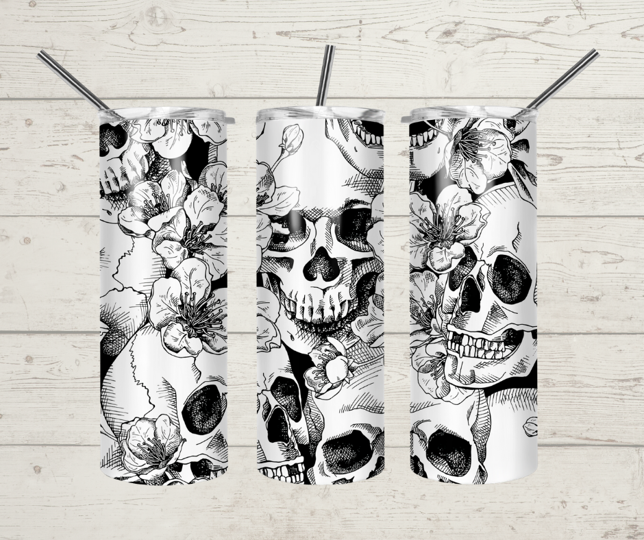 Black & White Skull Tumbler