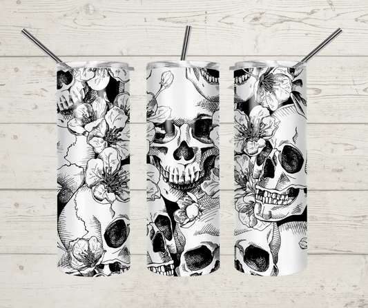 Black & White Skull Tumbler