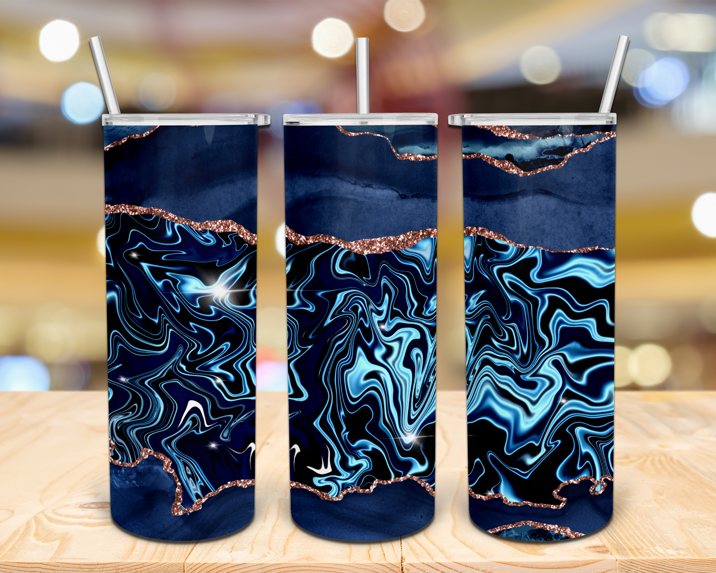 Blue & Gold Marble Tumbler