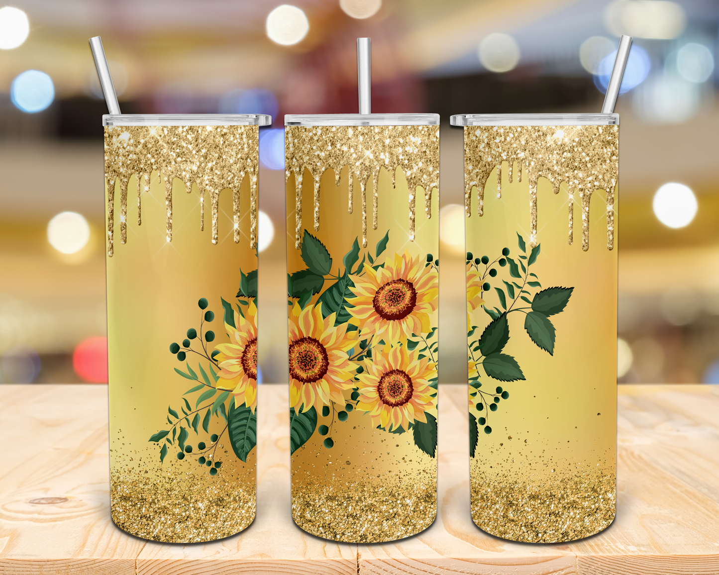 Gold Sunflower Tumbler