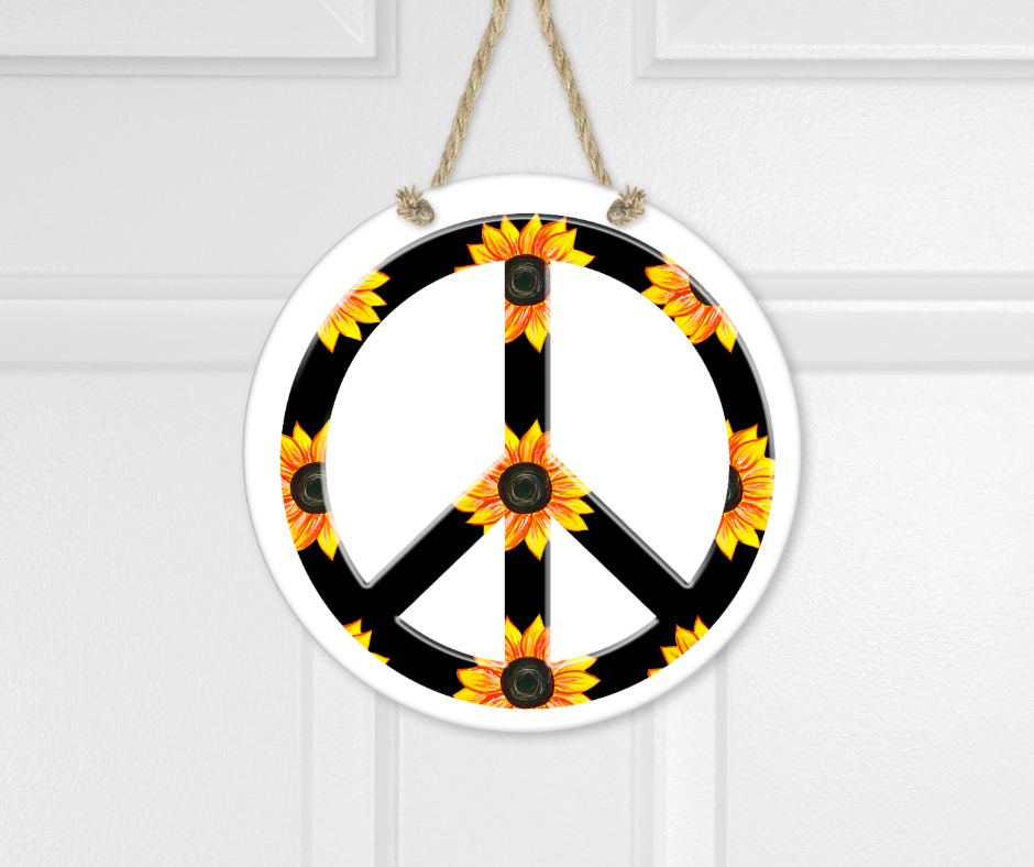 Sunflower Peace Sign 10" Round