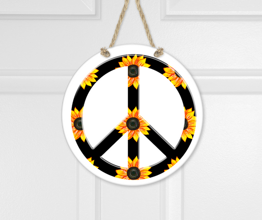 Sunflower Peace Sign 10" Round