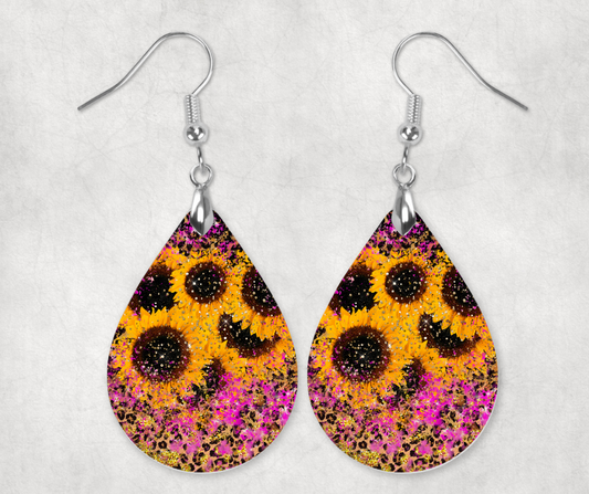 Glitter Sunflower Earrings