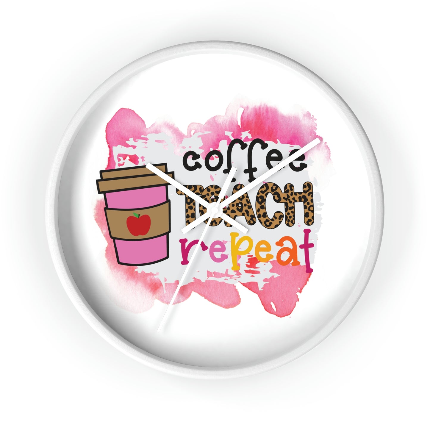 Coffee Teach Repeat Wall clock