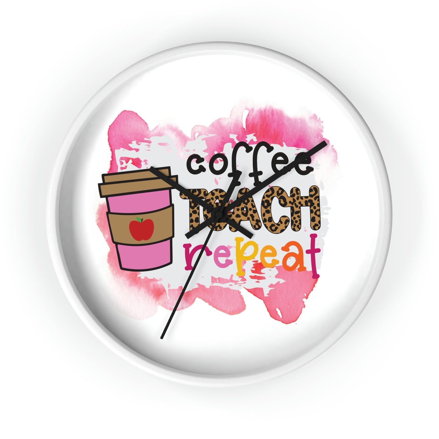 Coffee Teach Repeat Wall clock