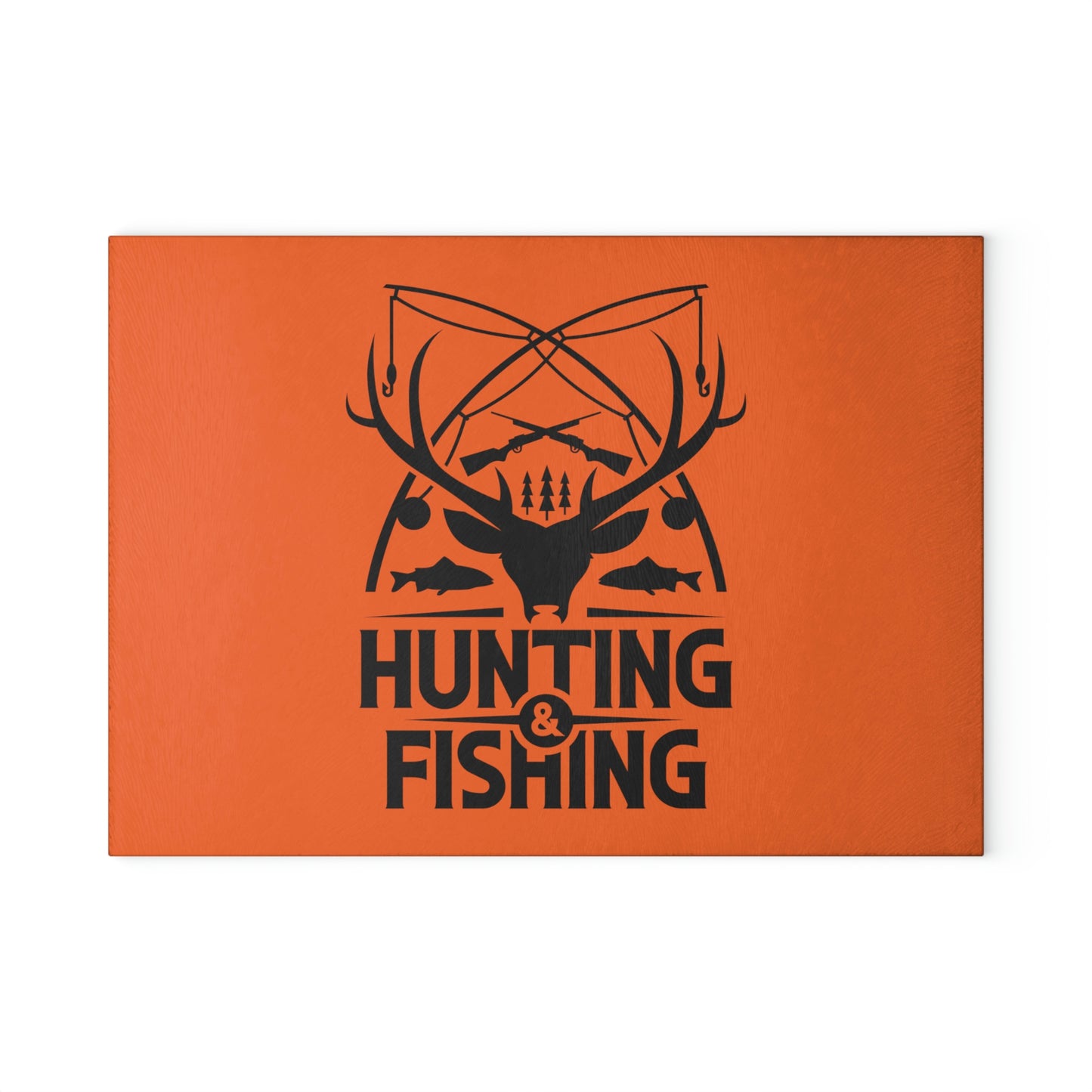 Hunting & Fishing Badge Glass Cutting Board