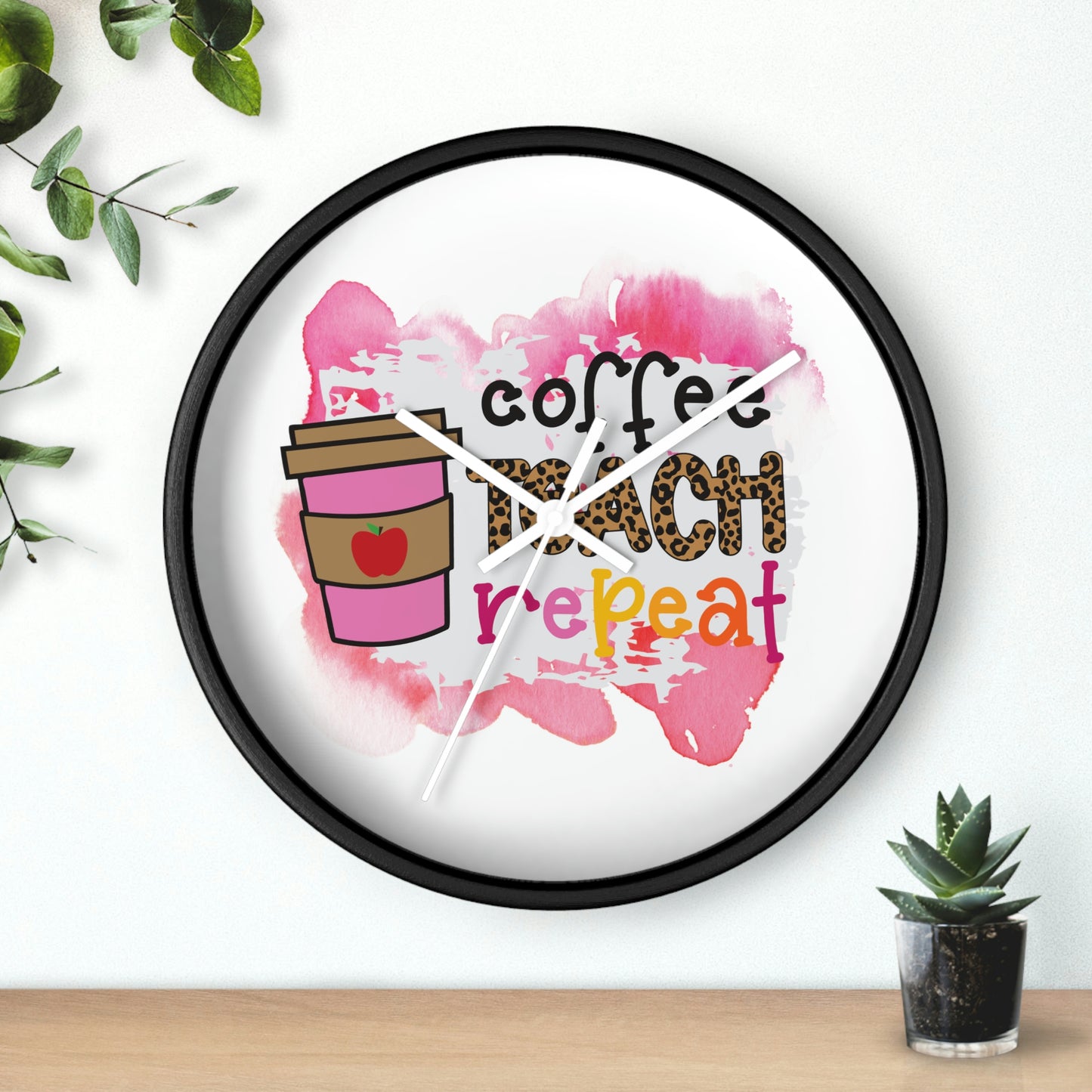 Coffee Teach Repeat Wall clock