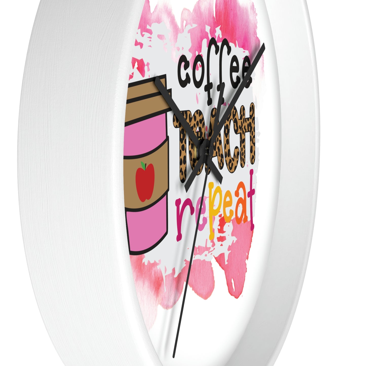 Coffee Teach Repeat Wall clock