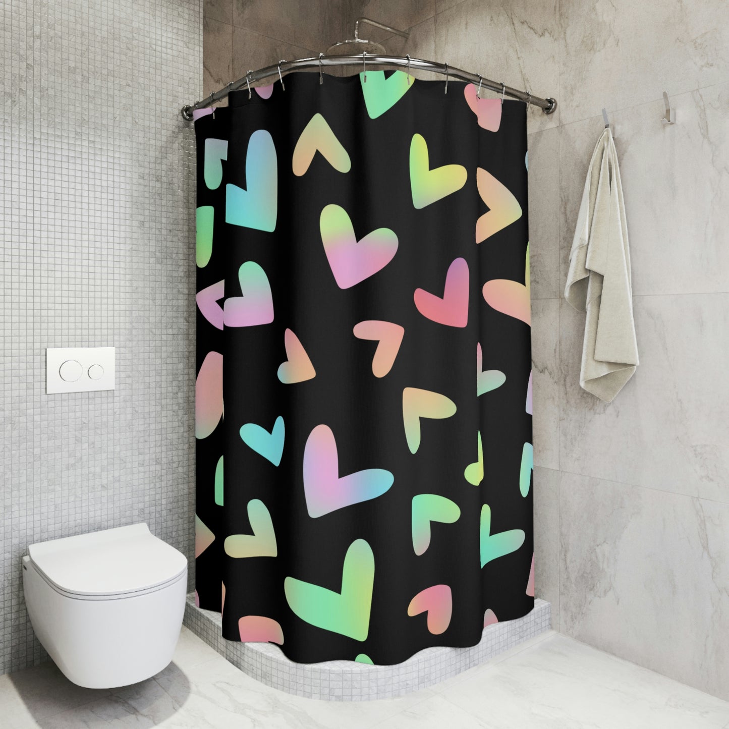 Rainbow Heart Shower Curtain