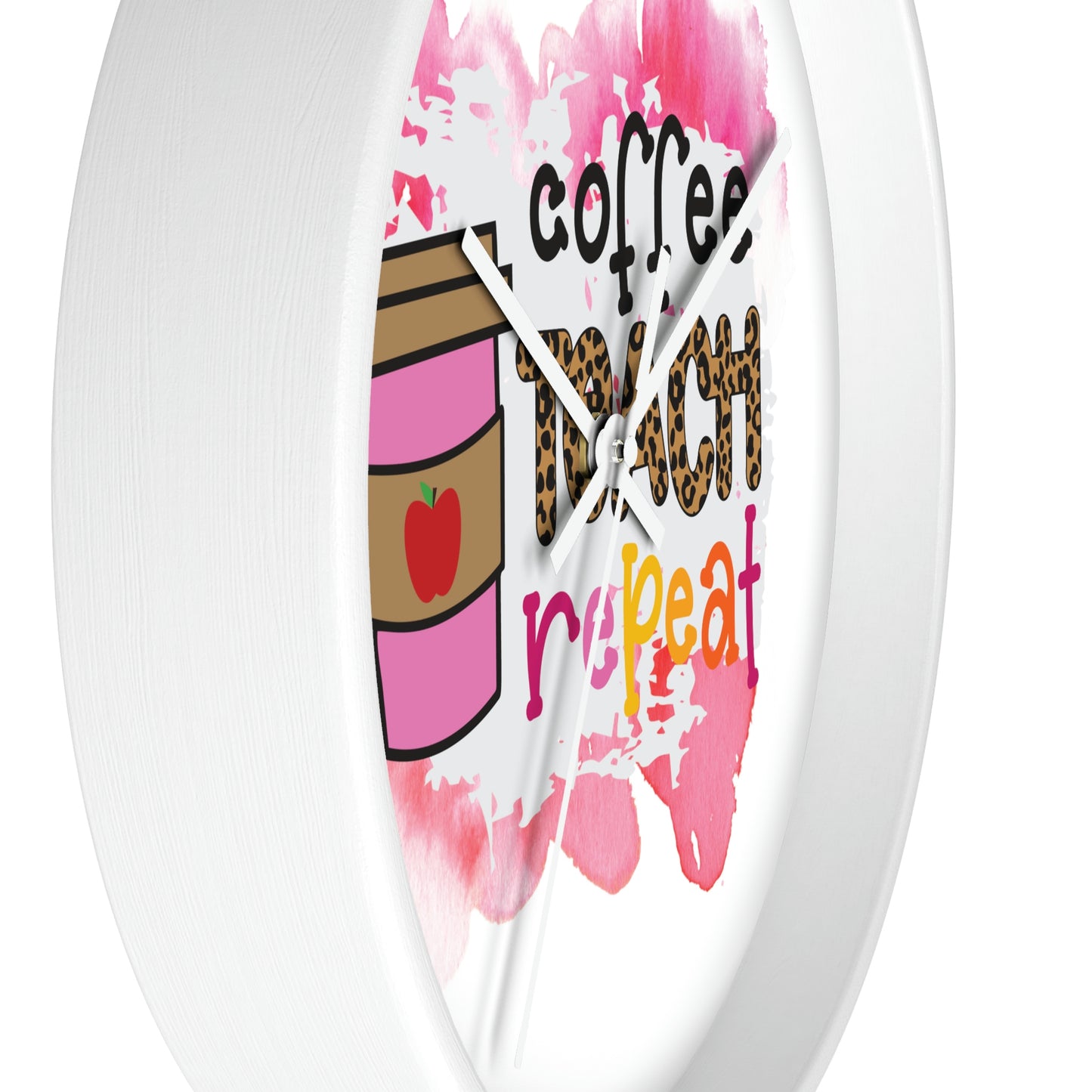 Coffee Teach Repeat Wall clock