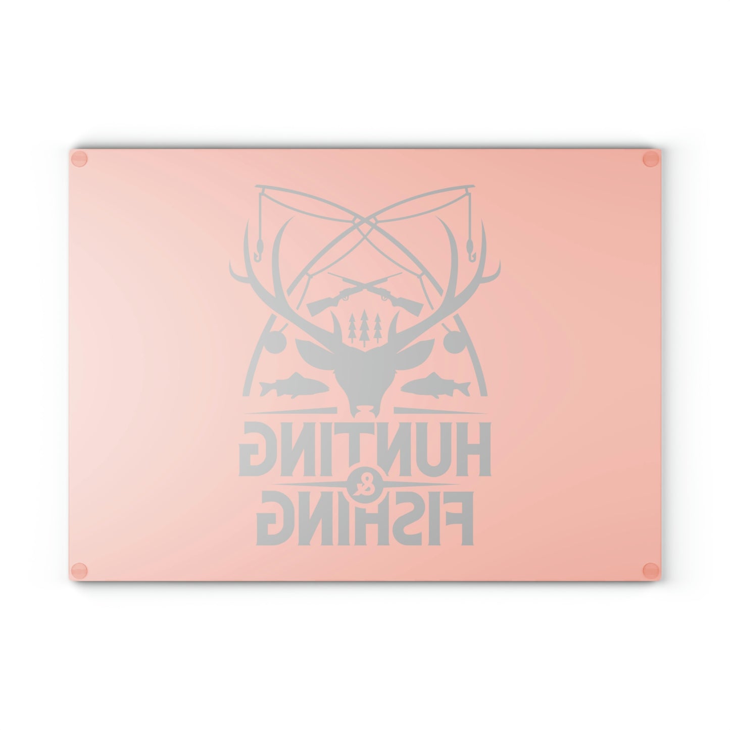 Hunting & Fishing Badge Glass Cutting Board