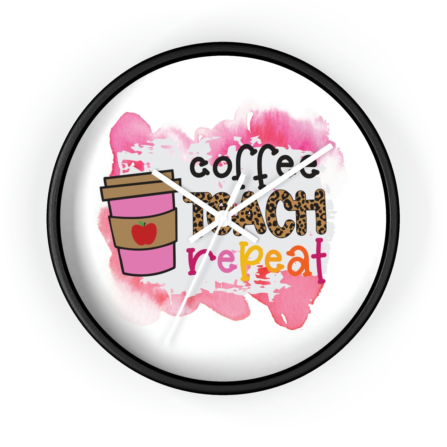 Coffee Teach Repeat Wall clock