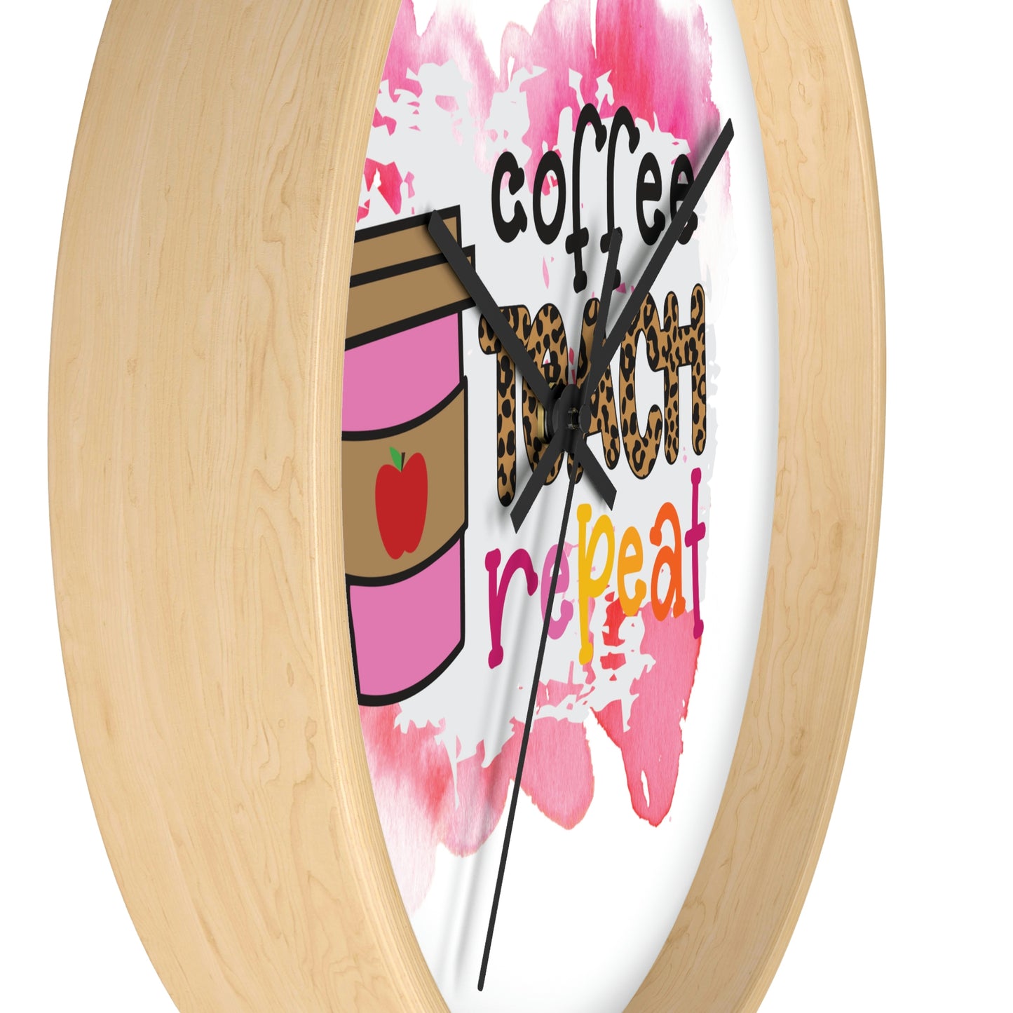 Coffee Teach Repeat Wall clock