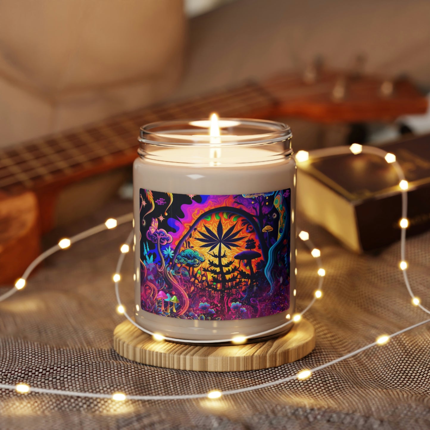 Psychedelic Neon Colors Scented Soy Candle, 9oz