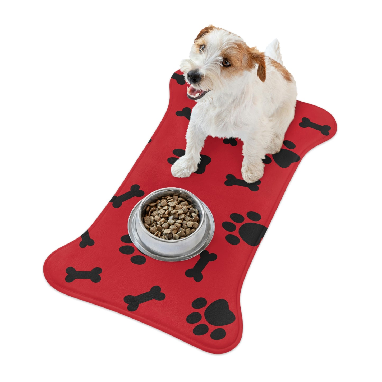 Red Paw Print Feeding Mats