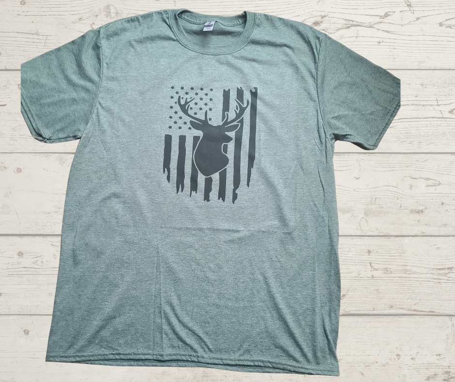 Rustic Flag with Deer T-Shirt